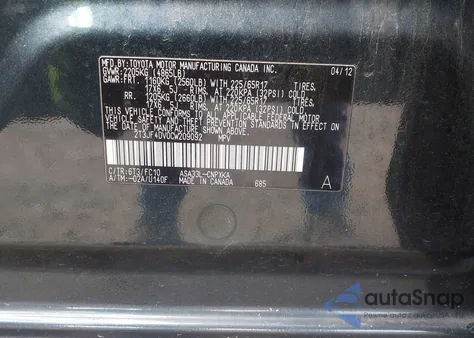 2012 Toyota Rav4 from USA, damaged, VIN 2T3JF4DV0CW209092